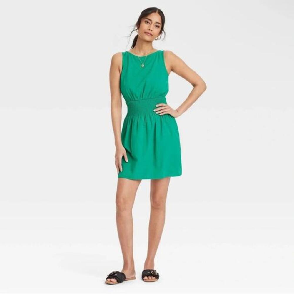 Universal Thread Emerald Green Smocked Waist Mini Dress XS